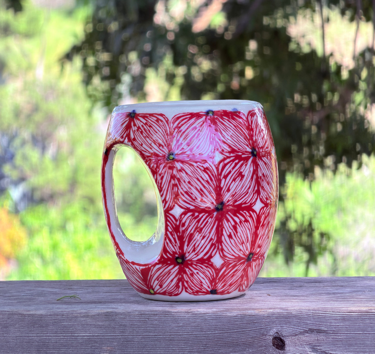 Hand painted floral ceramic mug