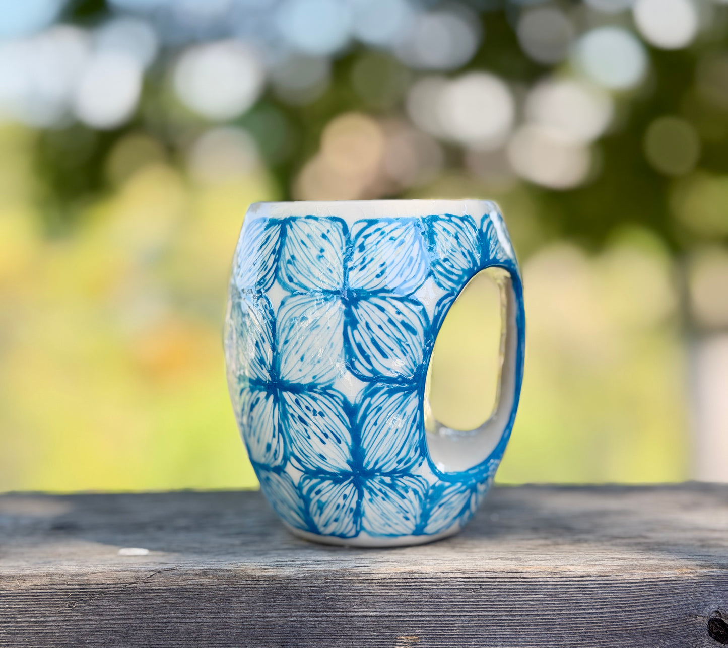 Hand painted floral ceramic mug