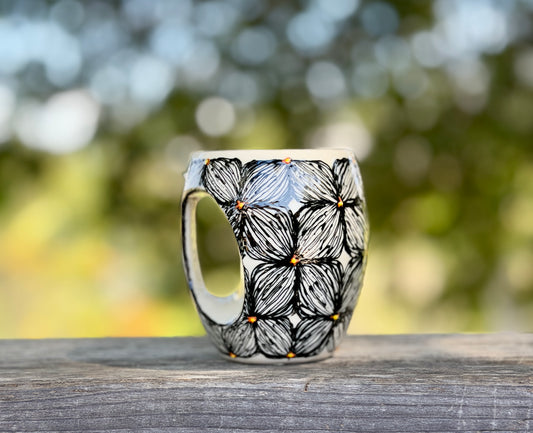 Hand painted floral ceramic mug