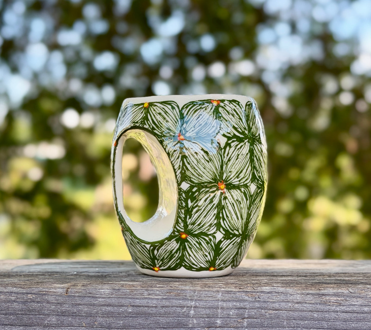 Hand painted floral ceramic mug