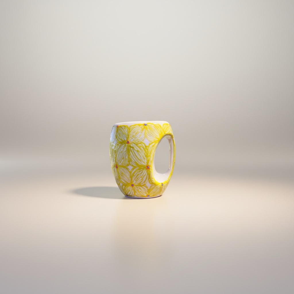 Hand painted floral ceramic mug