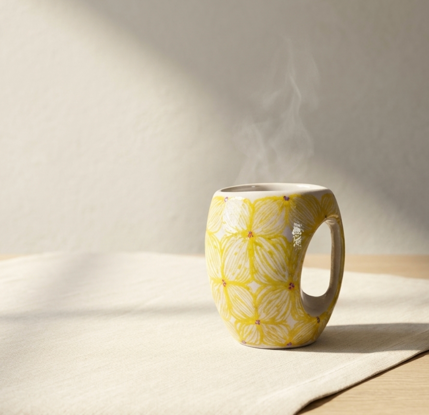 Hand painted floral ceramic mug