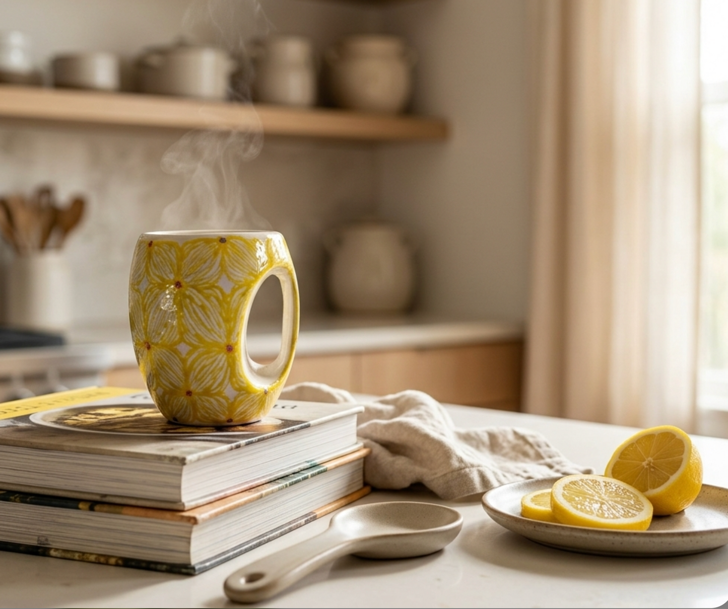 Hand painted floral ceramic mug